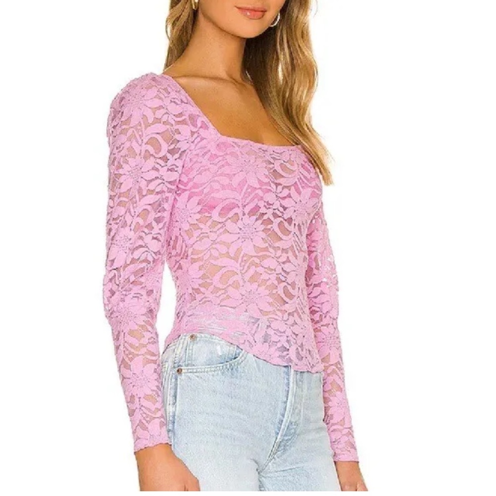 Free People Intimately Women’s Long Distance Layering Top Pink Lace S M
